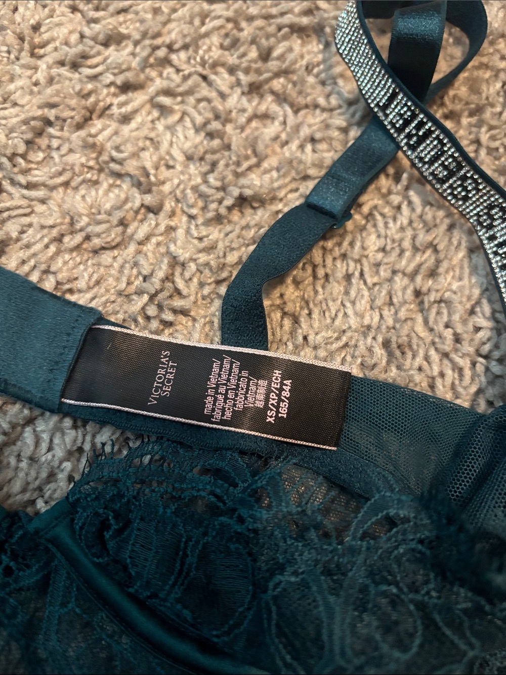 Victoria's Secret Teal Lace Sheer Bodysuit with Logo Straps - Picture 2 of 4